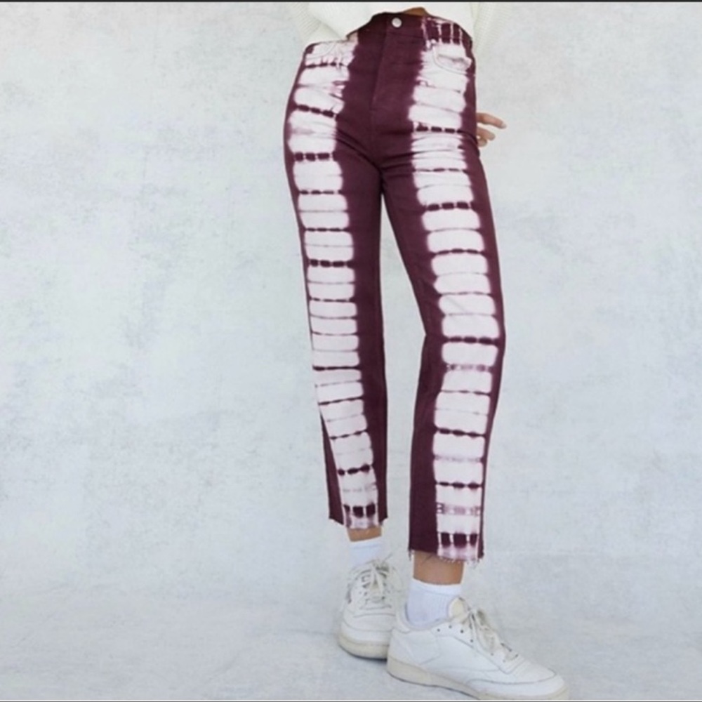 PACSUN high rise straight leg cropped raspberry jeans